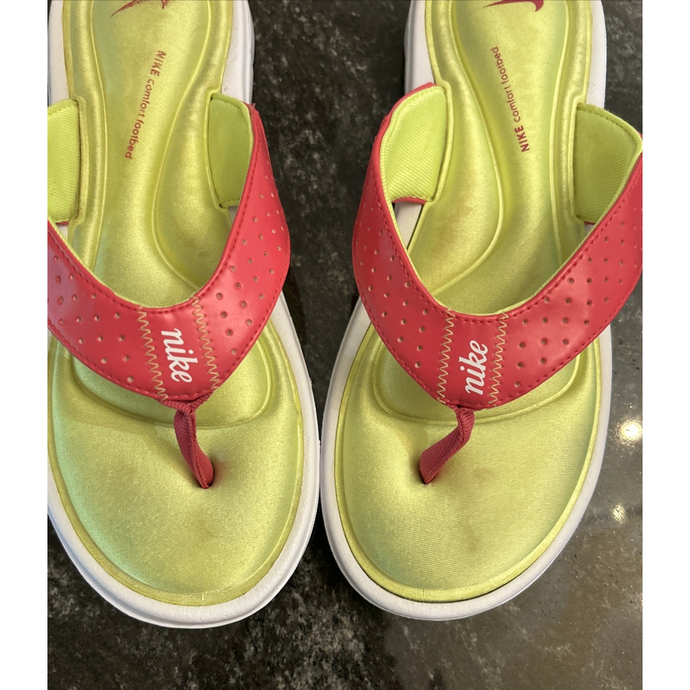 Nike Comfort Thong Women's Size 8 Vivid Pink Neon Green 354925-612 Shoes - Picture 11 of 11